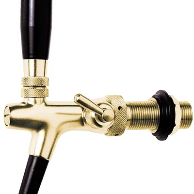 Immagine prodotto di Rubinetto birra, rubinetto spillatore birra - con compensatore, placcato oro, versione 10 mm, lunghezza filettatura: 35 mm