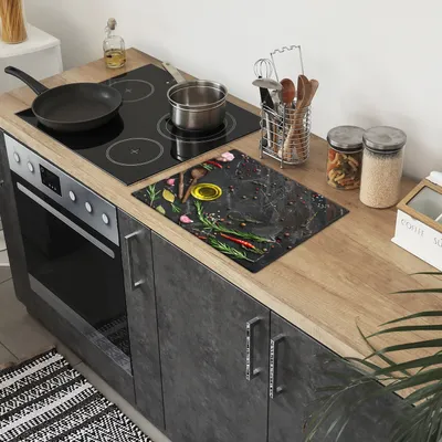Produktbild von Glas-Herdabdeckplatten Glaskeramikkochfeld-Abdeckung Spritzschutz Glas 60 cm x 52 cm - Kräuter Gewürze Gemüse