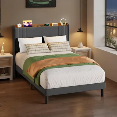 A bedroom scene with a bed, nightstands, and a window.