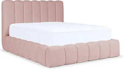 Produktbild von MEBLINI Carlos Polsterbett 180x200 mit Lattenrost und Matratze - Bubble Bett - Cloud Bett - Marshmallow Bed - Kopfteil Bett mit Stauraum - Betten - 180x200 - Rosa Boucle/H3