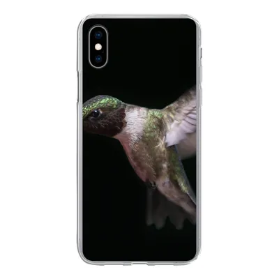 Produktbild von MuchoWow® Handyhülle Schutzhülle Hülle für iPhone Xs Rubinkehl-Kolibri auf schwarzem Hintergrund Silikon Softcase Handy Hülle