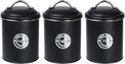 Produktbild von Edle schwarze Küchenbehälter für Kaffee, Tee und Zucker