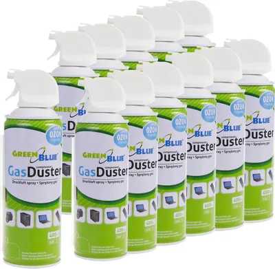 Produktbild von Green Blue GB400 Druckluft Spray 12 x 400ml Air Duster Reinigung Druckluftspray Druckluftreiniger Pressluft Computer Reiniger