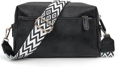 Image de Sac à bandoulière pour femme - Large bandoulière - Cuir - Noir