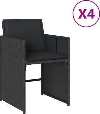 Immagine prodotto di vidaXL Sedie da giardino con cuscini 4 pezzi in polirattan nero