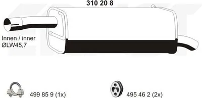 Produktbild von ERNST 310208 Endschalldämpfer für FORD Fiesta Mk5 Schrägheck (JH1, JD1, JH3, JD3) Auspuff