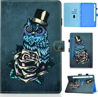 Produktbild von Schutzhülle Tablethülle für Samsung Galaxy Tab S8 Case Cover Tasche Bumper Wallet, Farbe:Eule, Modell wählen:Samsung Galaxy Tab S8