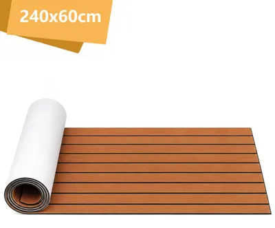 Zdjęcie produktu dla Mata antypoślizgowa do podłóg, pokładu lub dywanu, wykonana z teaku i pianki EVA, samoprzylepna, brązowa, o wymiarach 240x60 cm