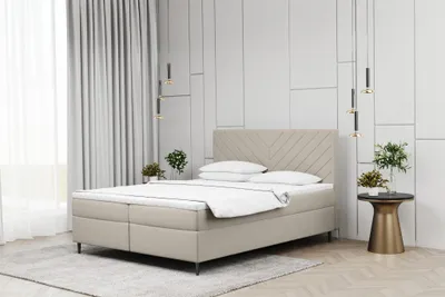 Produktbild von Boxspringbett Schlafzimmerbett BONITA 200x220cm in Stoff Matt Velvet Creme