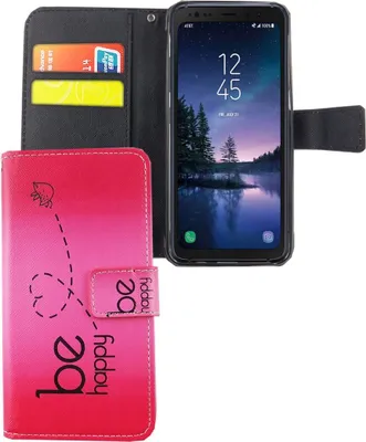 Produktbild von Handyhülle Tasche für Handy Samsung Galaxy S8 Active Be Happy Pink
