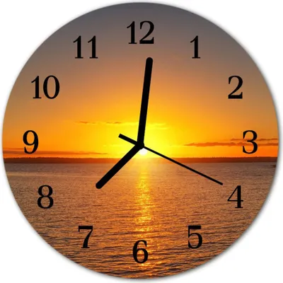 Produktbild von Glasuhr Wanduhr Küchenuhr Echt-Glas 30fi cm Sonnenuntergang orange