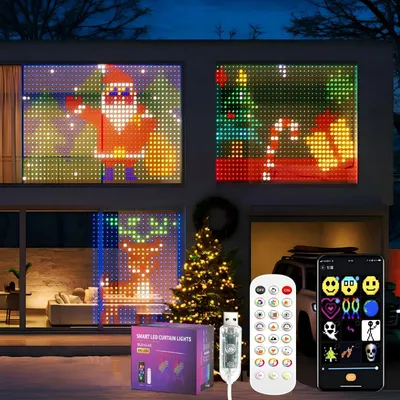 Productafbeelding van Gordijnverlichting, 1,5 x 1,5 m, met 400 leds, dynamisch