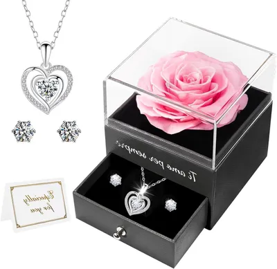 Productafbeelding van Gepreserveerde Roos met Sieraden als Valentijnscadeau