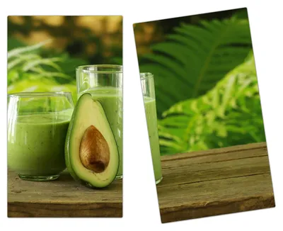Produktbild von Spritzschutz Herdabdeckplatte Schneidebrett aus Glas Avocadosaft 2-Teilig (60x52cm)