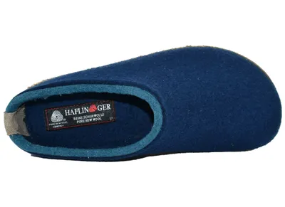 Produktbild von Haflinger Damen Herren Hausschuhe Pantoffeln Grizzly Kris 711056, Größe:46 EU, Farbe:Blau