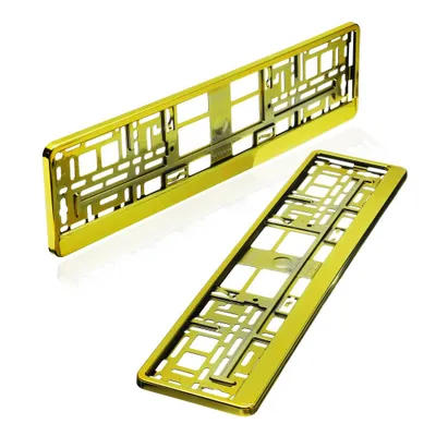 Produktbild von baytronic Kennzeichenhalter gelb chrom 2er Set