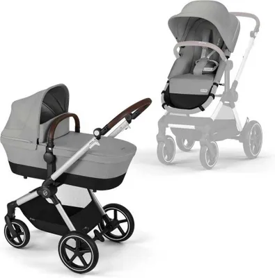 Produktbild von Cybex EOS Lux Kinderwagen (2-in-1 Kinderwagen), Cybex Kinderwagen Gestell:Silver, Farbe:Stone Grey