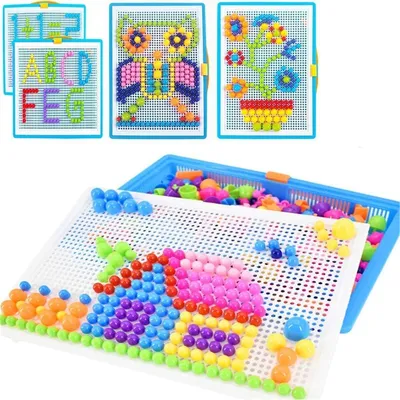 Produktbild von Mosaik Steckspielzeug Lernspielzeug Kinderspielzeug Kreatives Spielzeug Jungen Mädchen Mosaik Steckbausteine 295/592/888 Teile Bausteine Kinder
