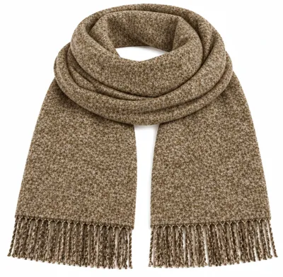 Produktbild von Kuschelig weicher XL Schal Damen Beige Meliert mit Fransen - Flauschiger Winterschal, KI-generiertes Bild