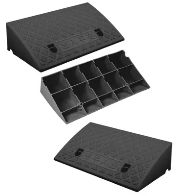 Produktbild von 3er Set - Auffahrrampe 50x27x7 cm | Bordsteinrampe | Auffahrkeil | Rollstuhlrampe | Schwellenrampe für Motorrad, Auto, Rollstuhl, Anhänger, Schubkarre | Auffahrhilfe - Plastikrampe | Türschwellenrampe