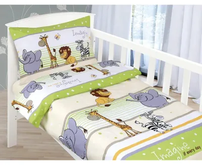 Zdjęcie produktu dla Bawełniana pościel dziecięca  – 90 x 135 cm, 45 x 60 –  zielona