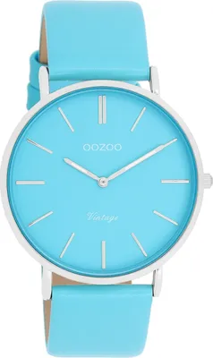 Produktbild von Oozoo Armbanduhr blau Leder Vintage Series Damen Analog-Quarzuhr UOC20322