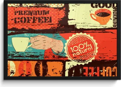 Produktbild von MuchoWow® MuchoWow® Gerahmtes Poster Kaffee - Vintage - Collage 60x40 cm - Poster mit zchwarzem Bilderrahmen - Printing - Wanddeko Schlafzimmer