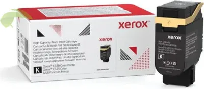 A Xerox toner cartridge and its packaging are shown against a white background.
