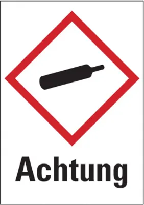 Produktbild von Dreifke® Gefahrstoffetiketten - Gasflasche (GHS04) & Signalwort "Achtung" | F...