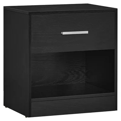 Obrázok produktu pre Čierny príkonový stolík z drevotriesky so zásuvkou – 28 x 39 x 41 cm