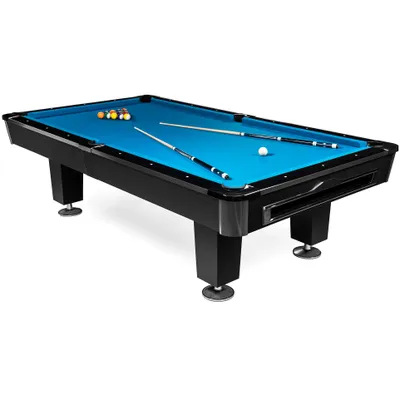 Produktbild von BuckShot Billardtisch 9ft Lemans 4 Leg (Blau/Schwarz) Pool mit Schieferplatte inklusive Zubehör - (274x152 cm)