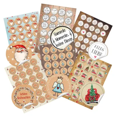 Produktbild von Logbuch-Verlag 155 Sticker zu Weihnachten, Geburtstag, für Freunde, Kinder, Kunden und für die Liebe