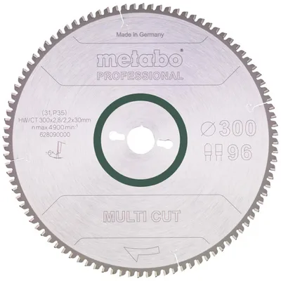 Produktbild von Metabo Kreissägeblatt multi cut - professional 300 x 30 x 2,8/2,2, 96 Zähne, Spanwinkel 6° neg.
