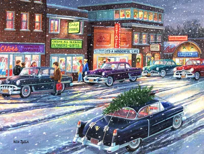 Produktbild von SunsOut Puzzle XXL Teile - Weihnachtsdämmerung Hauptstraße - 500 Teile