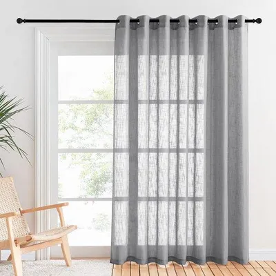 Productafbeelding van Halfdoorschijnend gordijn met linnenlook - donkergrijs, hoogte 210 cm, breedte 254 cm