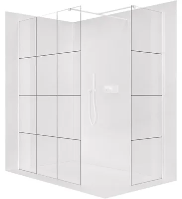 Produktbild von Duschabtrennung Walk-in Onyx T, links/rechts - 8 mm - rechteckige Stütze - mattweiß, Industrieglas - 120x90x200 cm
