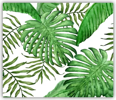 Produktbild von Tulup Glas Herdabdeckplatte Glaskeramikkochfeld-Abdeckung Spritzschutz Glasabdeckplatte Kochplattenabdeckung und Schneidebrett - Einteilig - 60x52 cm Tropische Blätter