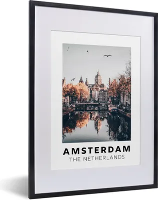 Produktbild von MuchoWow® Gerahmtes Poster Amsterdam - Niederlande - Architektur - Wasser 30x40 cm - Poster mit Schwarzem Bilderrahmen Wandposter Rahmen Foto Bilder - Wandposter Schlafzimmer