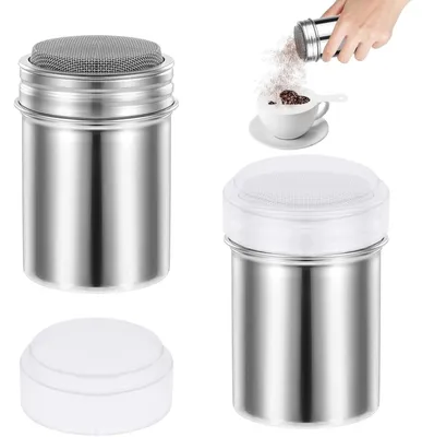 Zuckerstreuer-Set 2er-Pack, Edelstahl, feinmaschig, silber