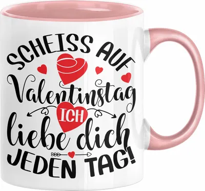 Produktbild von Valentinstag Tasse Geschenk für Ihn Sie Männer Für Paare Freundin Geschenkidee Kaffee-Becher Liebe Ich Liebe dich Jeden Tag (Rosa)