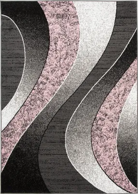 Image de Tapis DREAM Moderne Salon Gris Noir Rose  140 x 200 cm