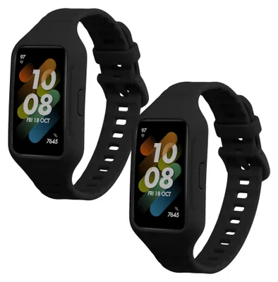 Produktbild von kwmobile 2x Uhrenarmband für Huawei Band 7 / Band 6 / Honor Band 6 Armband - Fitnesstracker Band Set aus TPU Silikon - Ersatzarmband Smartwatch -