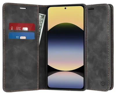 Produktbild von Techsuit Confy Book Wallet Klapphülle für Xiaomi Redmi Note 14 - Schwarz
