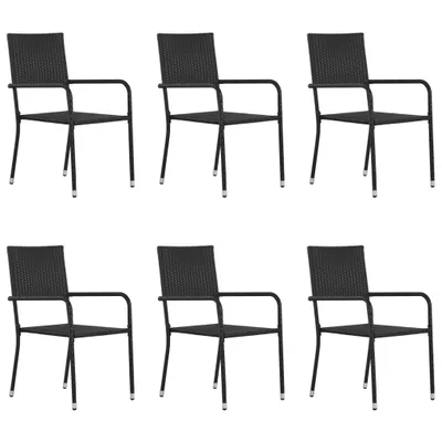 Image de Chaises de jardin 6 pcs. empilables Noir Polyrattan