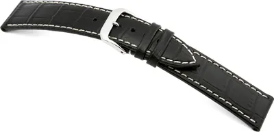 Produktbild von Happel Lederband Saboga 22mm schwarz mit Alligatorprägung
