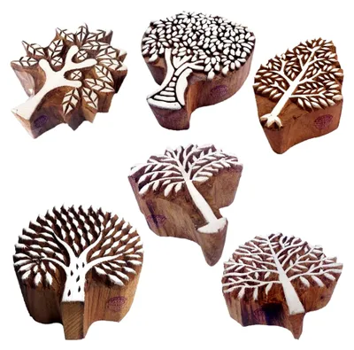 Produktbild von Asiatische Baumstempel aus Holz im Set von 6