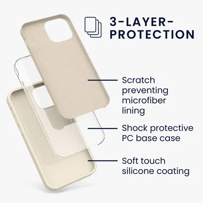 Produktbild von kwmobile Handyhülle für iPhone 13 mini Hülle, für iPhone 13 mini Case - Hülle Silikon - kabelloses Laden - Creme