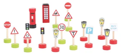 Obrázok produktu pre Bigjigs Rail Drevené autodráhy sada dopravných značiek