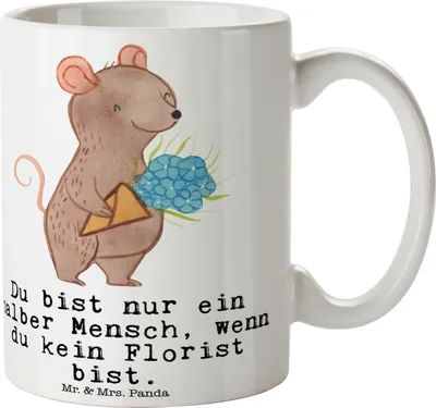 Produktbild von Mr. & Mrs. Panda Tasse Florist Herz - Weiß - Geschenk, Blumenhändler, cappuccinotasse, Henkeltasse, Blumenlanden, Teetasse, Ausbildung, Kaffeetasse, Spruch, Pott