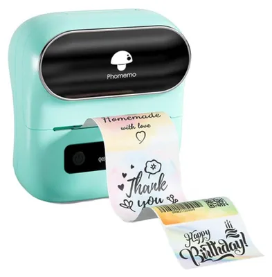 Productafbeelding van INF Draagbare thermische etikettendrukker - 203 dpi, Bluetooth 4.2, oplaadbaar (2200 mAh), ondersteunt etiketten van 20-75 mm, compatibel met iOS, Android, Windows, Linux, Mac, Chrome OS, Kirin Groen